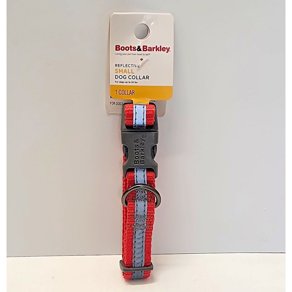 Boots & Barkley Reflective Adjustable Nylon Dog Collar Sz S 5/8" 8"-12"